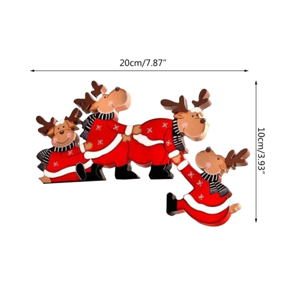 Christmas Dörrdekoration Rolig Wood Santa Renar för dörrkarmar Xmas Gift Elk