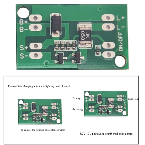 Automatisk LED-lys Solcelleladekontrollkort 3.7V 4.2V 8.4V 12V