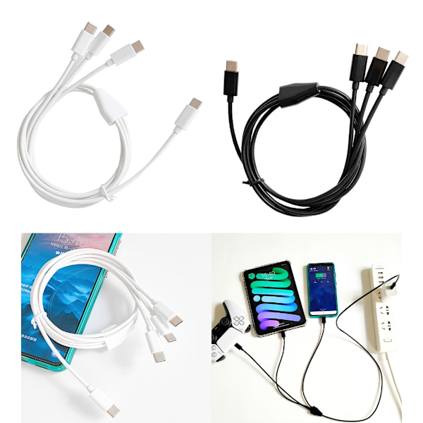 3 i 1 USB Typ C Kabel För Mobiltelefontillbehör Laddning USB C Kabel White