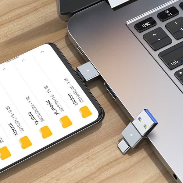 Metall USB Hann til USB C Hann Adapter for Rask Dataoverføring og Lading null - Square with light GY