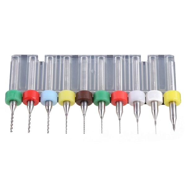 10 st 0,1 mm till 1,0 mm PCB-tryckta kretskortskarbidmikroborrbitar Set Verktyg