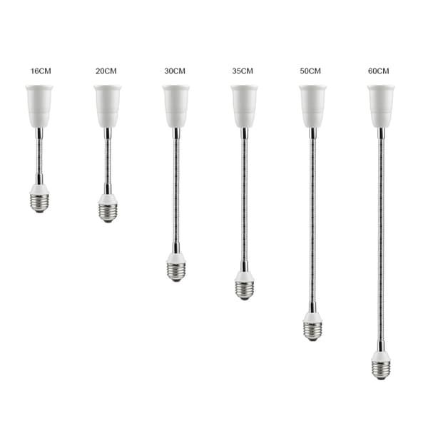 E27 til E27 Forlengelseslampeadapter Omformer Fleksibel LED-lyssokkel 50cm