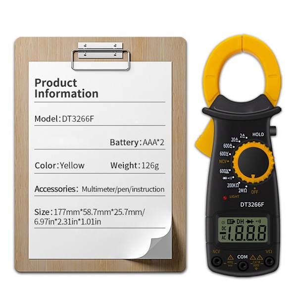 DT-3266F Digital Amper Clamp Meter Multimeter AC/DC Spänning Resistor Testare