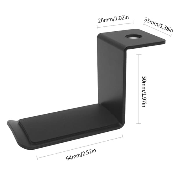 Hodetelefonstativ Holder Hodetelefon Veggfeste Solid Selvklebende Støttestang Black
