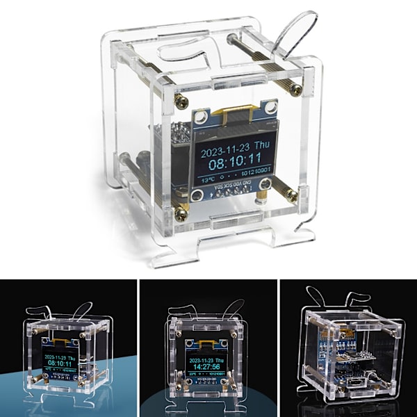 WiFi Klockmodul OLED Display DIY Tid Datum Temperatur Luftfuktighet Väderprognosindikator DC5V Klocka