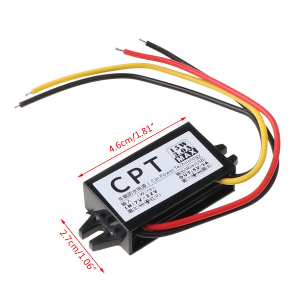 DC/DC-konverterregulator 12V til 5V 3A 15W Bil LED Display Strømforsyning