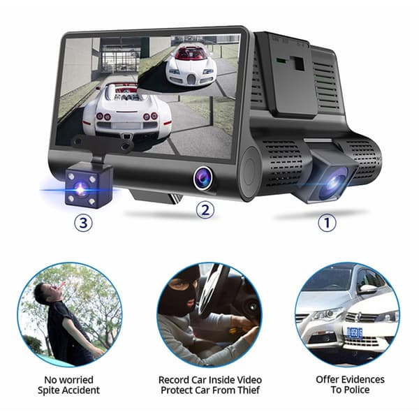 Full High-Definition Dual-Lens Bilkamera 4.0 tommers LCD-skjerm Loop-opptak null - Button front 