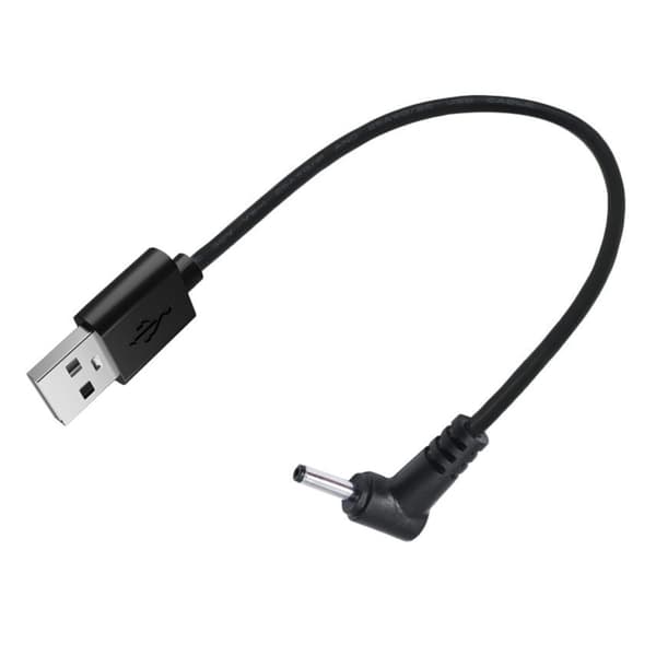 25 cm USB - DC5V 3,5x1,35 mm adapteri, kulmapääkaapeli, pikalatausdatakaapeli