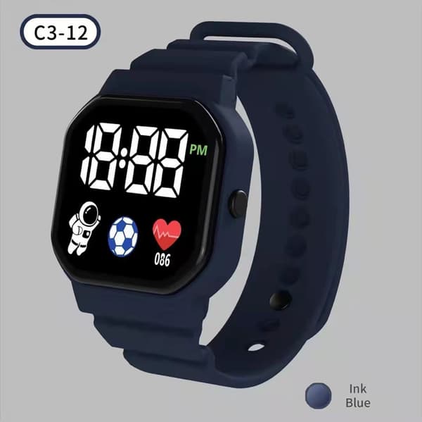 LED Elektronisk Klocka Mode Herr & Dam Klocka Tid Kalender Display Klockor Blue