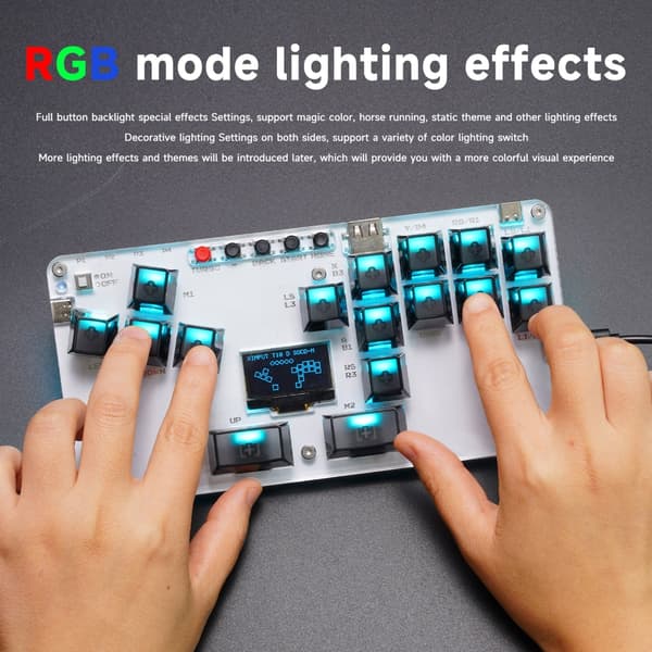Arcade Controller Street Fight Gaming Keypad med Lysdisplay 16 Taster White