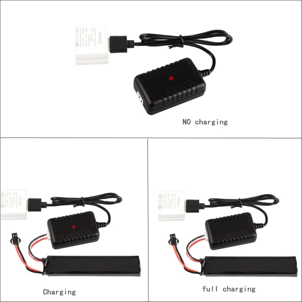 7,4V 2S LiPo batteri USB laddarkabel med 3-stiftskontakt för RC-bil