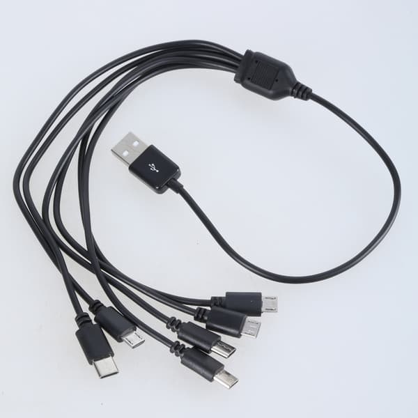 Multi Opladningskabel Strømkabel USB til 3xUSB 5Pin 3xType C til Gadgets 1.5m