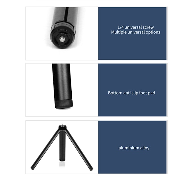 Litet Resebeställbart Stativ i Aluminiumlegering för DSLR-kameror och Telefoner