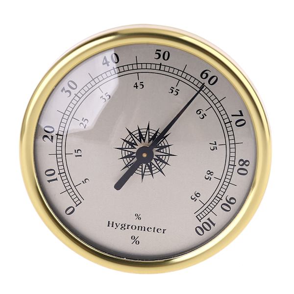 Runda Guld Termometer och Hygrometer 72mm Temperaturövervakning Luftfuktighetsmätare Mätare Ingen Batteri Behövs för Inomhus Kontor