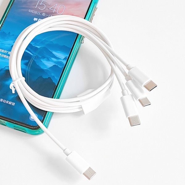 3 i 1 USB Typ C Kabel För Mobiltelefontillbehör Laddning USB C Kabel White