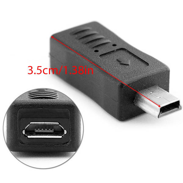 Multifunktionel Micro USB Hun til Mini USB Han Adapter Oplader Konverter Sort