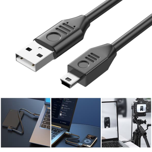 USB2.0 Han til Mini USB Han Stik Forlængerledning Dataoverførselslinje til MP3 15cm - Straight head