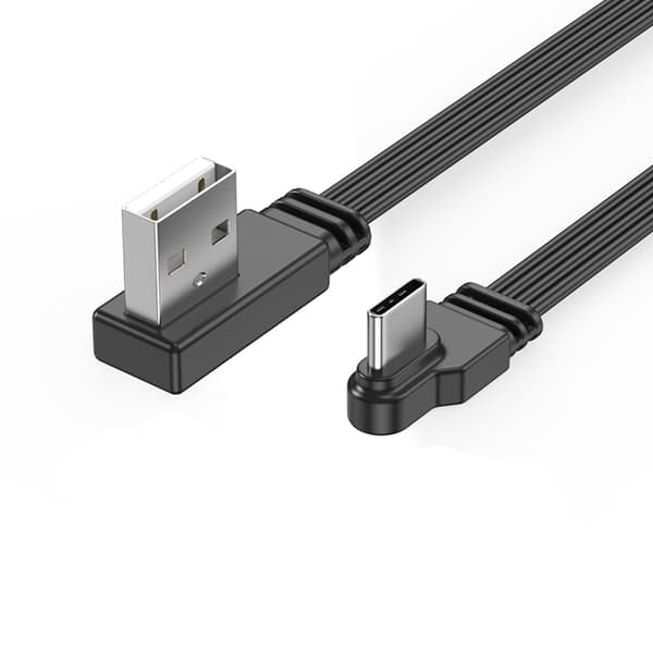 USB til Type C Datakabel Rask 2A Lading Høy Hastighet 480Mbps Datasynkronisering Bøyelig 90°/Rett Hode Koblinger Ledning 1m - USB U to Type C LR