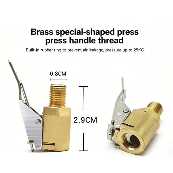 Bil dekk luft chuck oppblåser pumpe ventiler kobling klips-på adapter messing dyse null - C