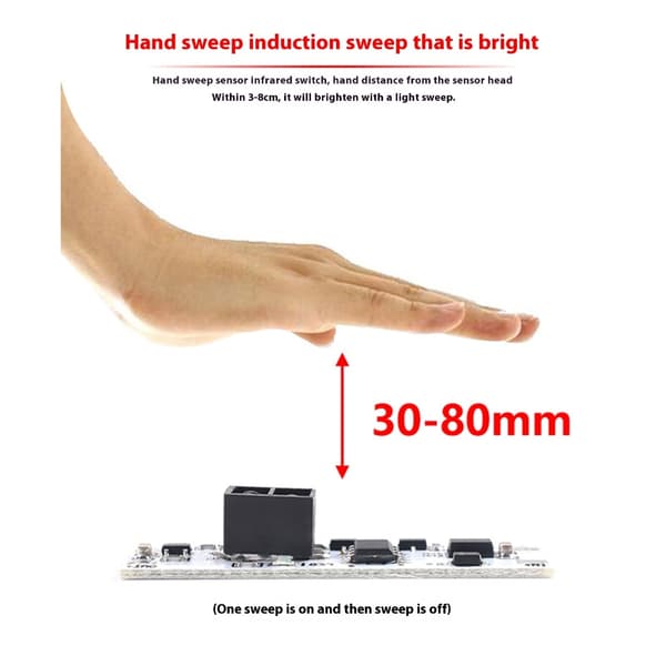 Infrarød Håndbevegelsessensor Modul 6 Modus Deteksjon 30mm til 80mm DC5V-24V 1pc