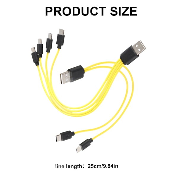 Effektiv laddningslösning för flera enheter Hane USB till Hane Typ C Snabbladdningssladd Strömkabel Snabbladdningskabel One for two