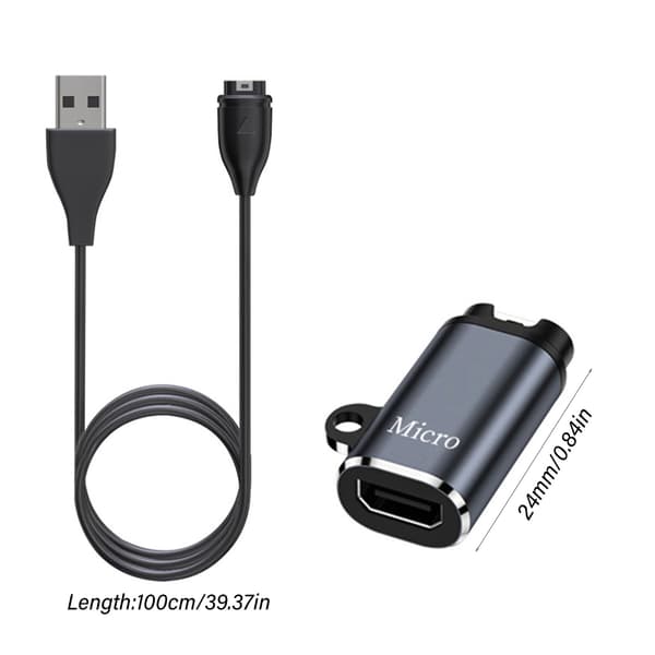 Bærbar USB C-klokkeladeradapter med forlenget kabel for 955 965 45 45S 245 null - Side bend