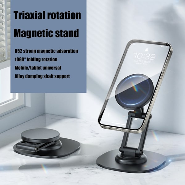 Magnetisk telefonhållare stativ justerbar hållare skrivbord mobiltelefon surfplatta stativ White L style