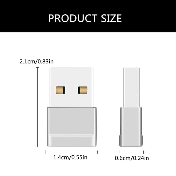 2 stk. USB A han til Type C hun adapterstik til alsidig enhedsbrug Grey
