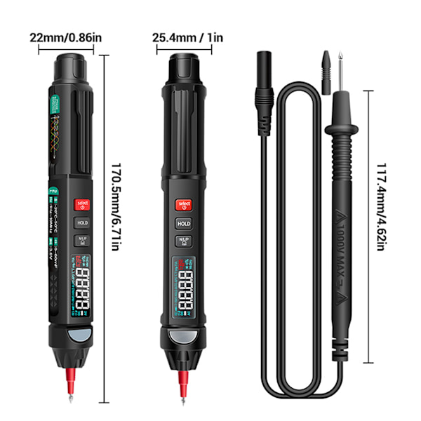 Aneng A3008 Digital 6000 Räkningar Intelligent Professionell Multimeter Sensor Pen Tester Elektriska Instrument