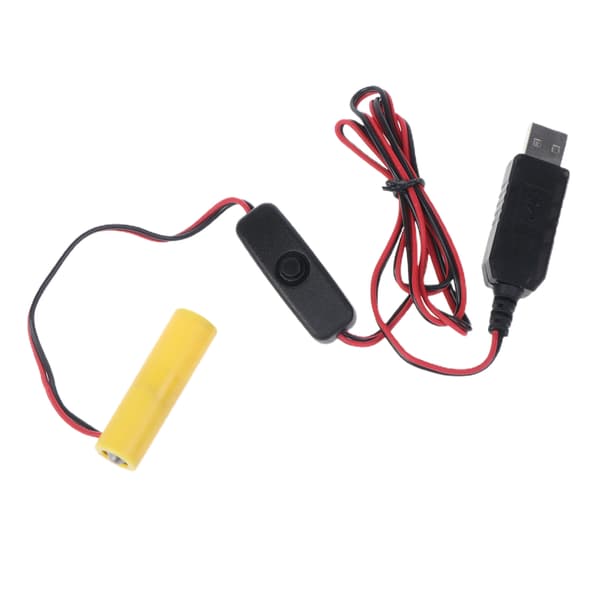 AA Batteri USB Strømforsyningsadapterkabel med bryter Erstatt 1 AA-batteri 1m