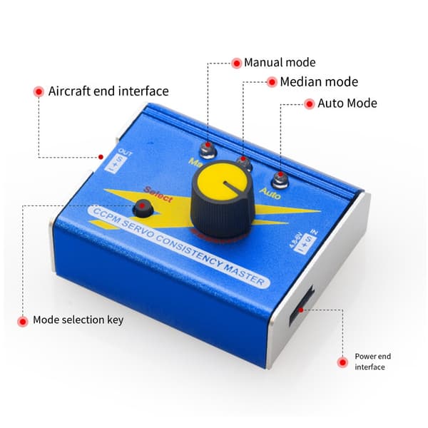 DC4.8-6V Servometer 3CH Digital ESC-tester til synkronisering og neutralpositionsjustering med indikatorlys