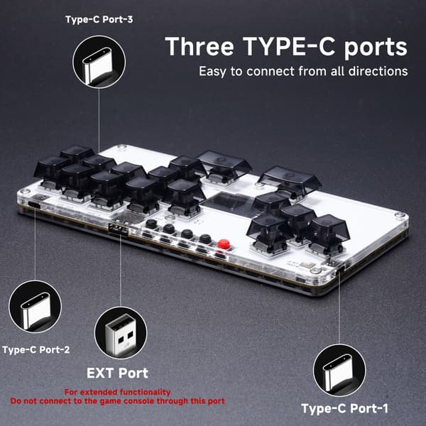 Arcade Controller Street Fight Gaming Keypad med Lysdisplay 16 Taster White