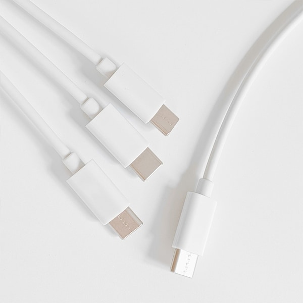 3 i 1 USB Typ C Kabel För Mobiltelefontillbehör Laddning USB C Kabel White