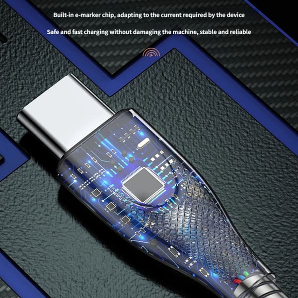 Typ C-kabel 65W Snabbladdning USB till Typ C Hane till Hane Dataöverföringskabel Silver 1m