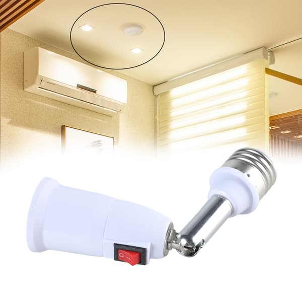 E27 Medium Base Socket-konvertere Forlengelse 180 graders roterbar lyspæreadapter for E27 LED, glødelampe, vifte