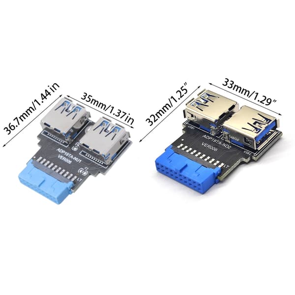 USB Adapter HUB Header 19Pin til USB Connector 2 Port USB3.0 Konverter Board PC null - B
