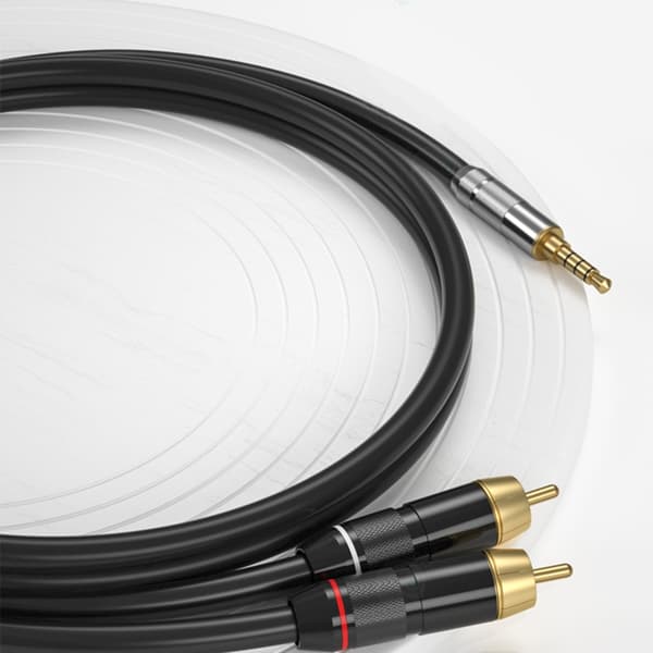 Dobbelt han til 3,5 mm adapterkabel 3,5 mm til han stereo ledning til tilslutning Silver elbow 1m