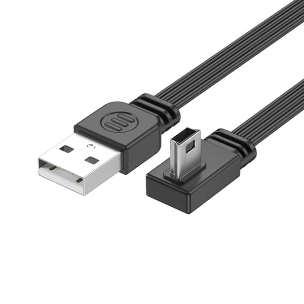 Rettvinklet USB 2.0 til Mini USB Flat Ladekabel for PTZ Nettbrett Telefon 1m - Right