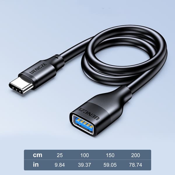 USB C hann til USB3.0 hunn adapterkabel 5V3A 5Gbps for smarttelefoner og bærbare datamaskiner 1m Fold in half 34mm