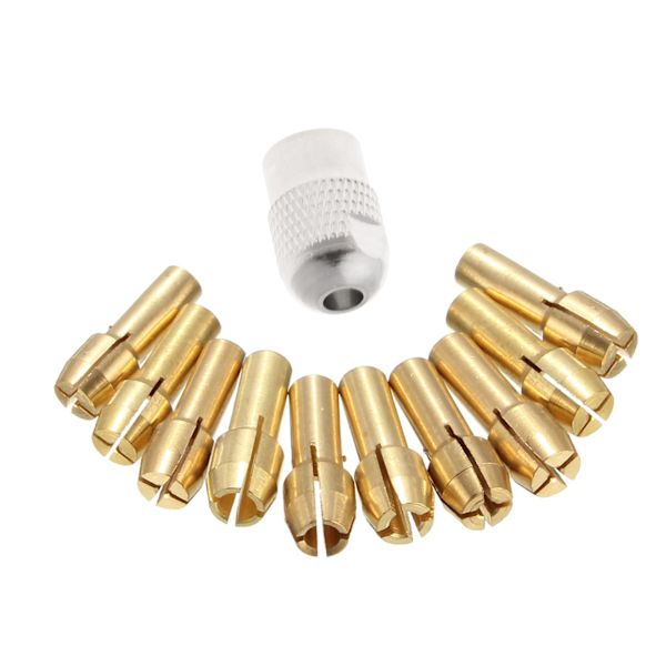 10 st Brass Borrchuck Collett Bits för Rotationsverktyg 0,5-3,2 mm 4,3 mm Skaft