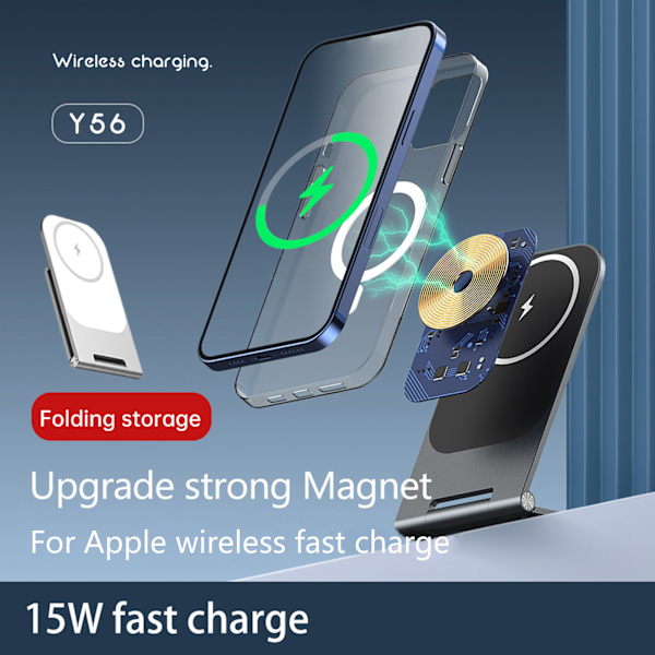 15W Magnetisk Laddare för phone 13 12 Pro Max Seris Trådlös Laddare Hållare Black