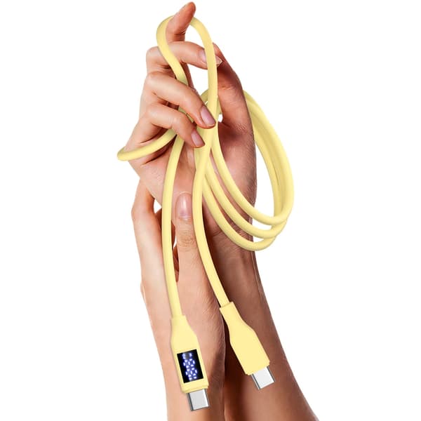 Hurtigopladning 60W USB C til USB C-kabel Silikone Datakabel Lang tids brug Yellow