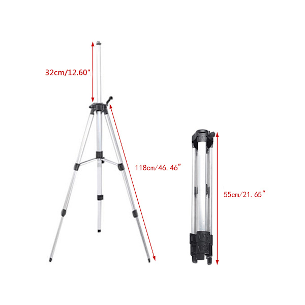 150cm Stativ i Kolfiber och Aluminium med 5/8 Adapter för Lasernivå, Justerbar