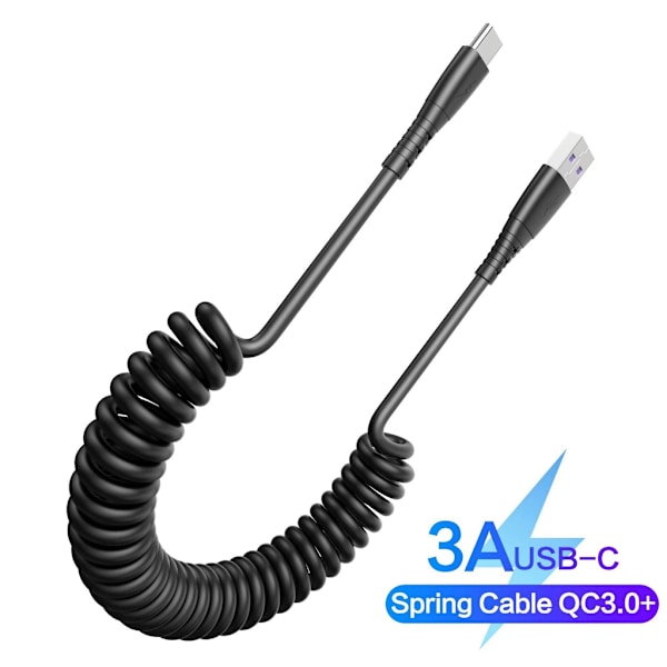 Retraktil USB A till Typ C Laddningskabel 480 Mbps Universal för USB-C Enheter