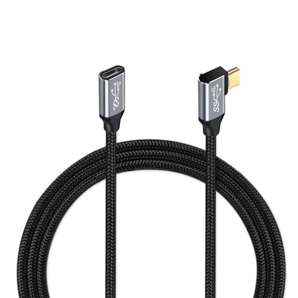 Flätad armbågstyp C hane till hona förlängningskabel USB C 3.1 förlängningskabel 1m