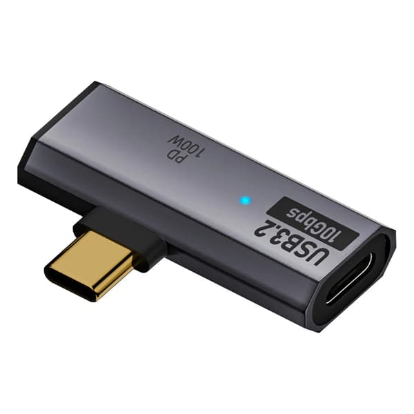 USB C Hörlursladdningsadapter 1 in 2 ut Typ C Adapter 90 Grader USB C 100W Grey
