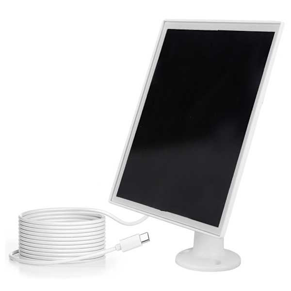 Solpanel för övervakningskamera, 6W Solpanel Typ-C, Kamera Solpanel för uppladdningsbart batterikamera White