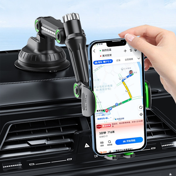 Mobiltelefon Dashboard Vindruta Handsfree Stativ Bil Centerkonsol Sugkopp Hållare Extended green