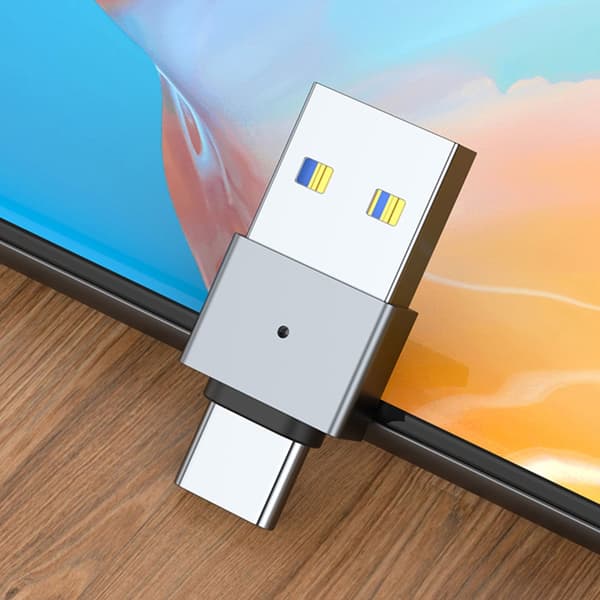 Metall USB Hann til USB C Hann Adapter for Rask Dataoverføring og Lading null - Round with light GY