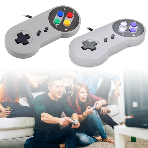 Spillkontroller for SNES 16 Bit Håndtak Joystick Kontroller Gamepad null - Purple key